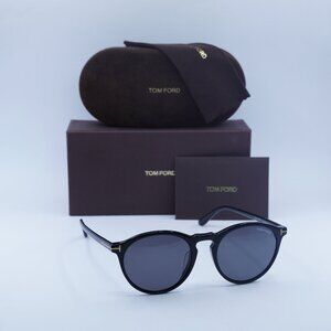 Tom Ford Aurele FT0904-F 01A Round Sunglasses - Black/Smoke